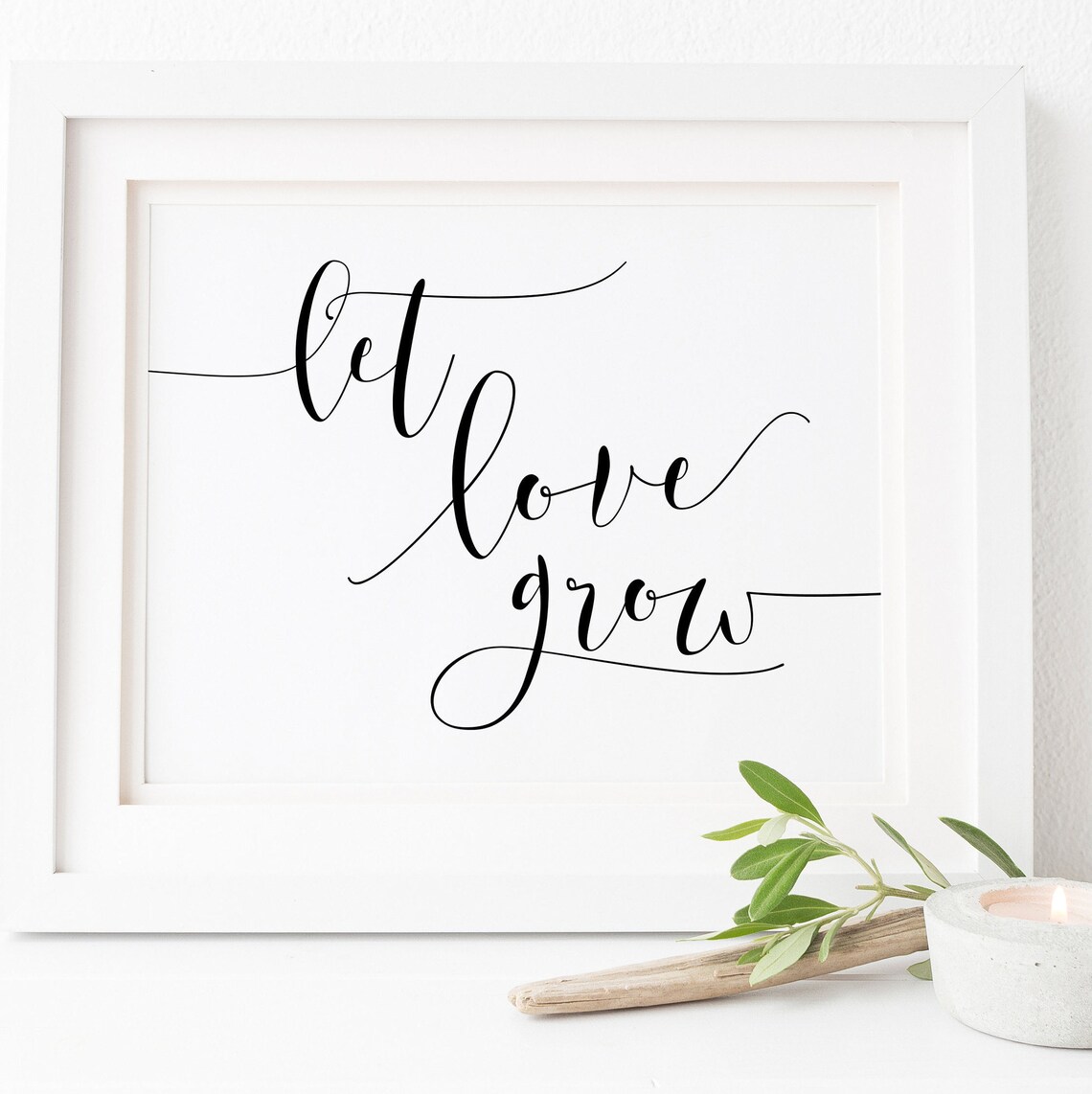 Let Love Grow Wedding Sign Elegant Calligraphy Decor Art Poster