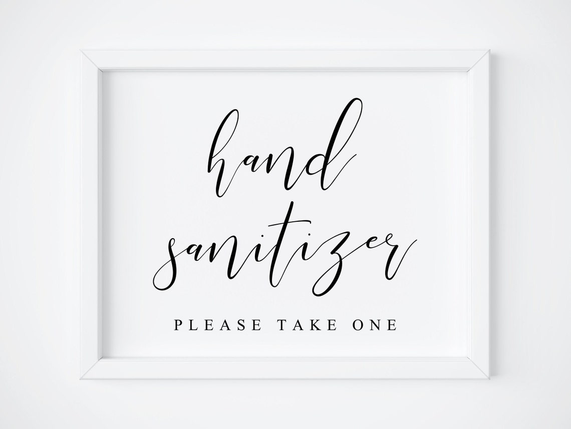 Hand Sanitizer Please Take One Script Wedding Sign Poster Table