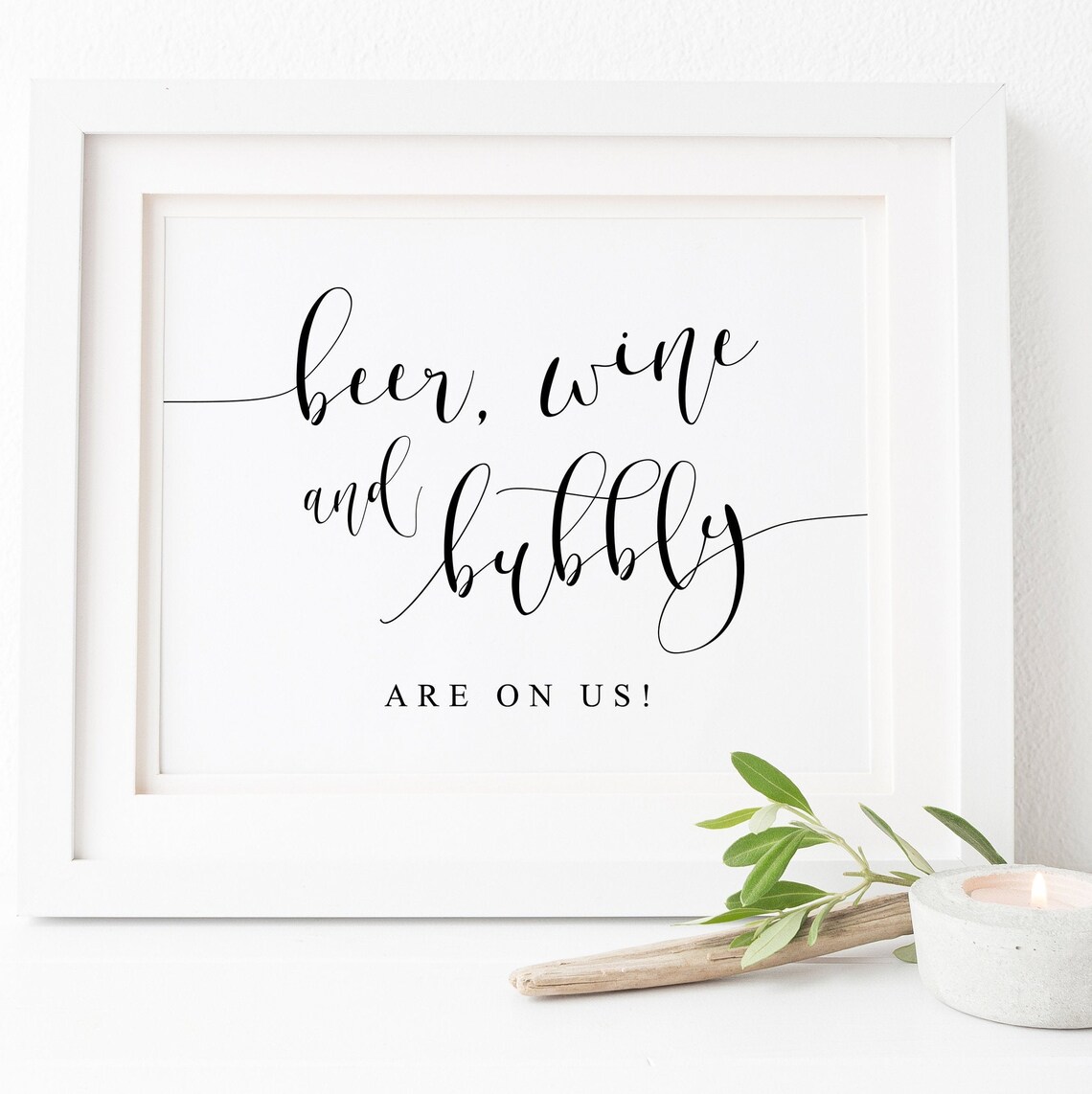 Beer, Wine and Bubbly Wedding Bar Sign Art Print