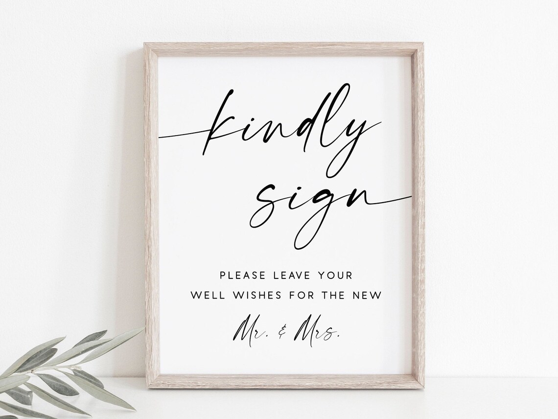 Kindly Sign Guestbook Sign Wedding Guest Book Sign Guest Book Sign Guestbook Photo Booth Sign Wedding Kindly Sign The New Mrmrs