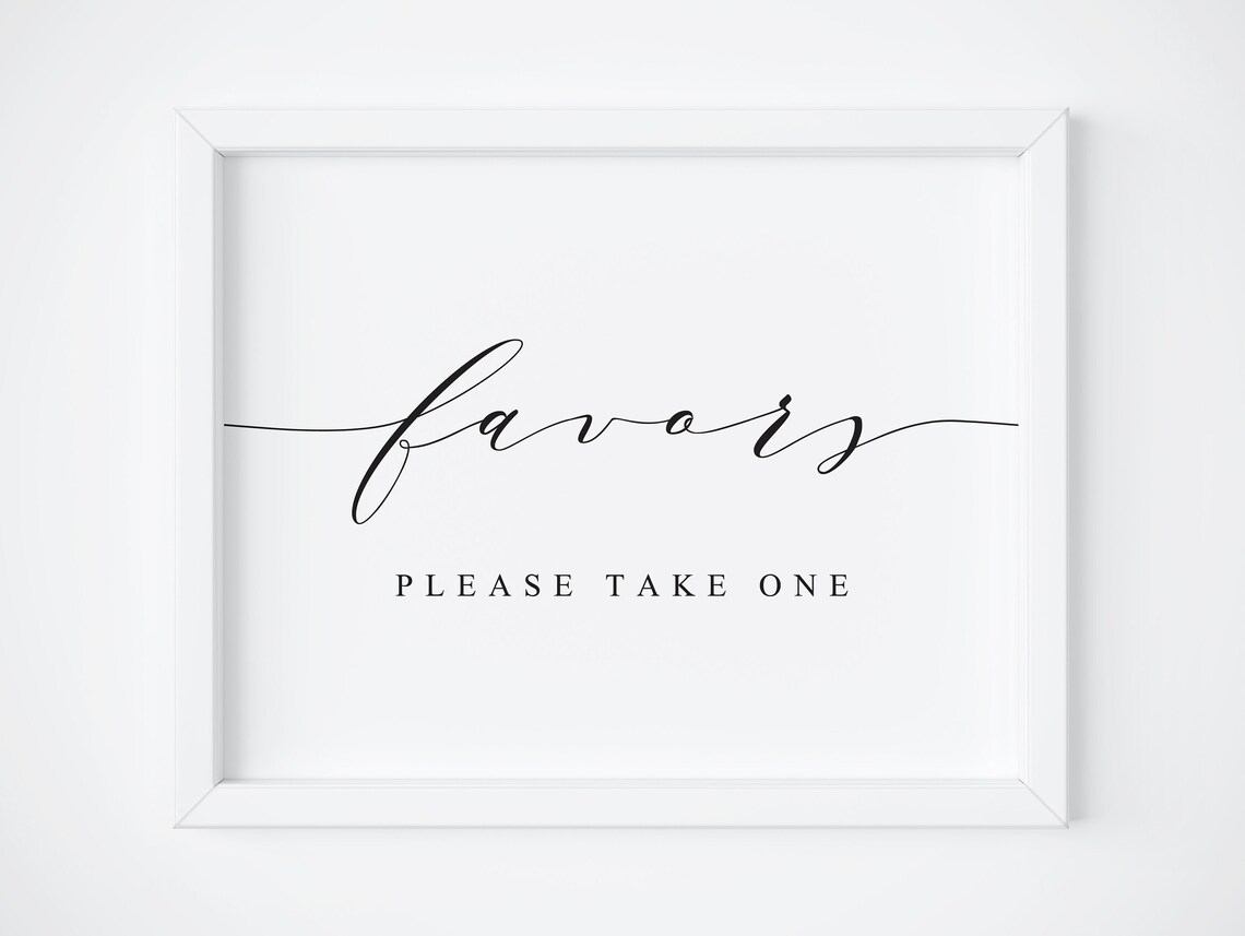 Favors Please Take One Wedding Favor Table Sign Calligraphy Poster