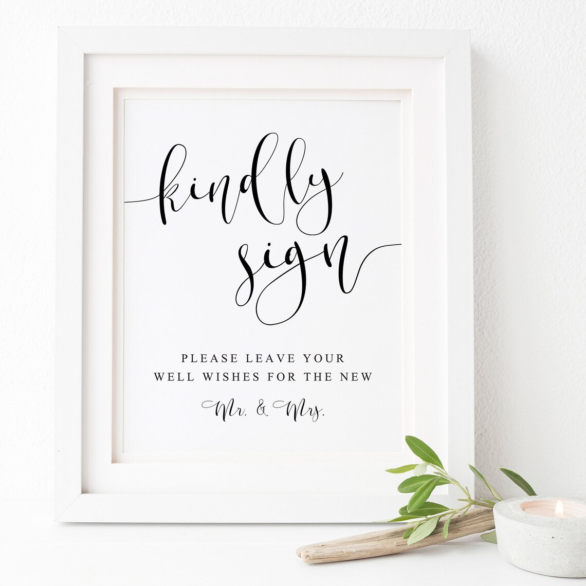 Kindly Sign Wedding Guestbook Sign Art Print