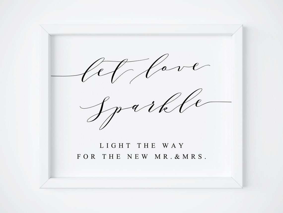 Let Love Sparkle Light The Way New Mr And Mrs Wedding Sign Poster
