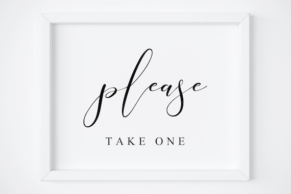 Please Take One Sign Wedding Reception Art Print