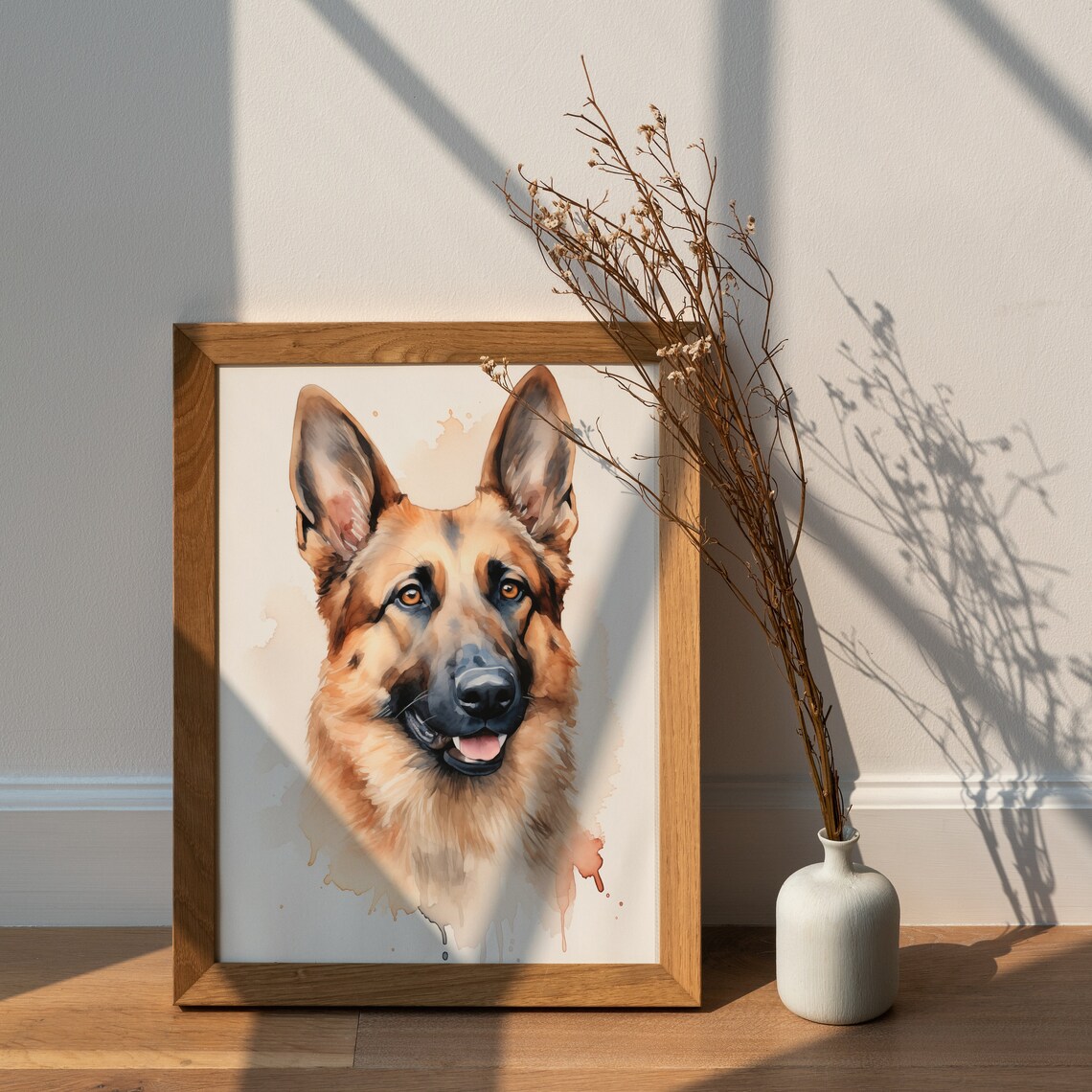 German Shepherd Dog Watercolor Portrait Noble Loyal Pet Art Print - Image 2
