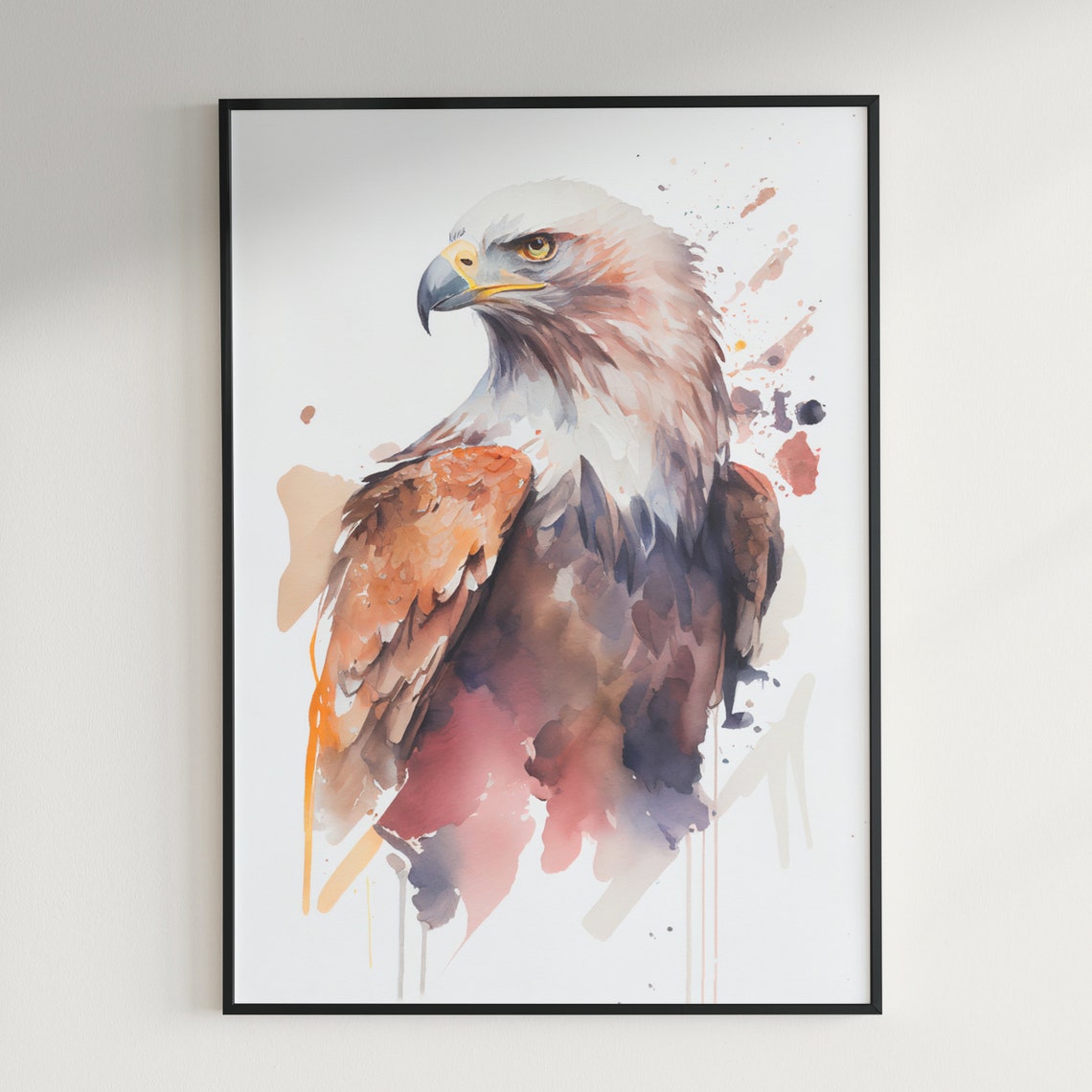 Bald Eagle Fierce Gaze Watercolor Bird of Prey Portrait Poster - Image 2