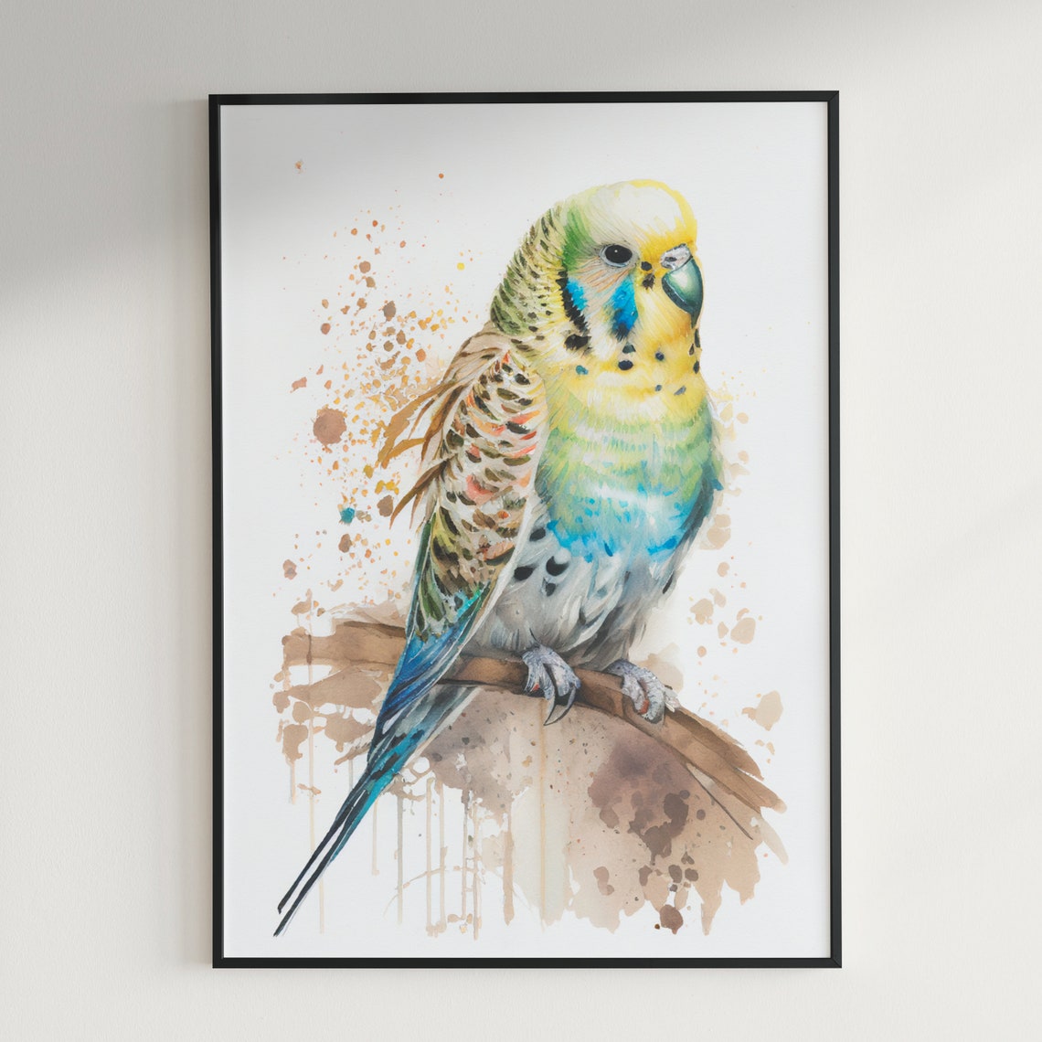 Budgerigar Parakeet Watercolor Painting Bird Splash Art Poster - Image 3