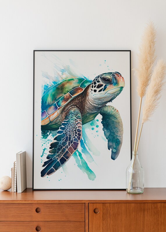 Sea Turtle Wall Art Watercolor Sea Turtle Wall Decor Airbnb Wall Art Nursery Print Sea Turtle Watercolor Wall Art Sea Turtle Gift