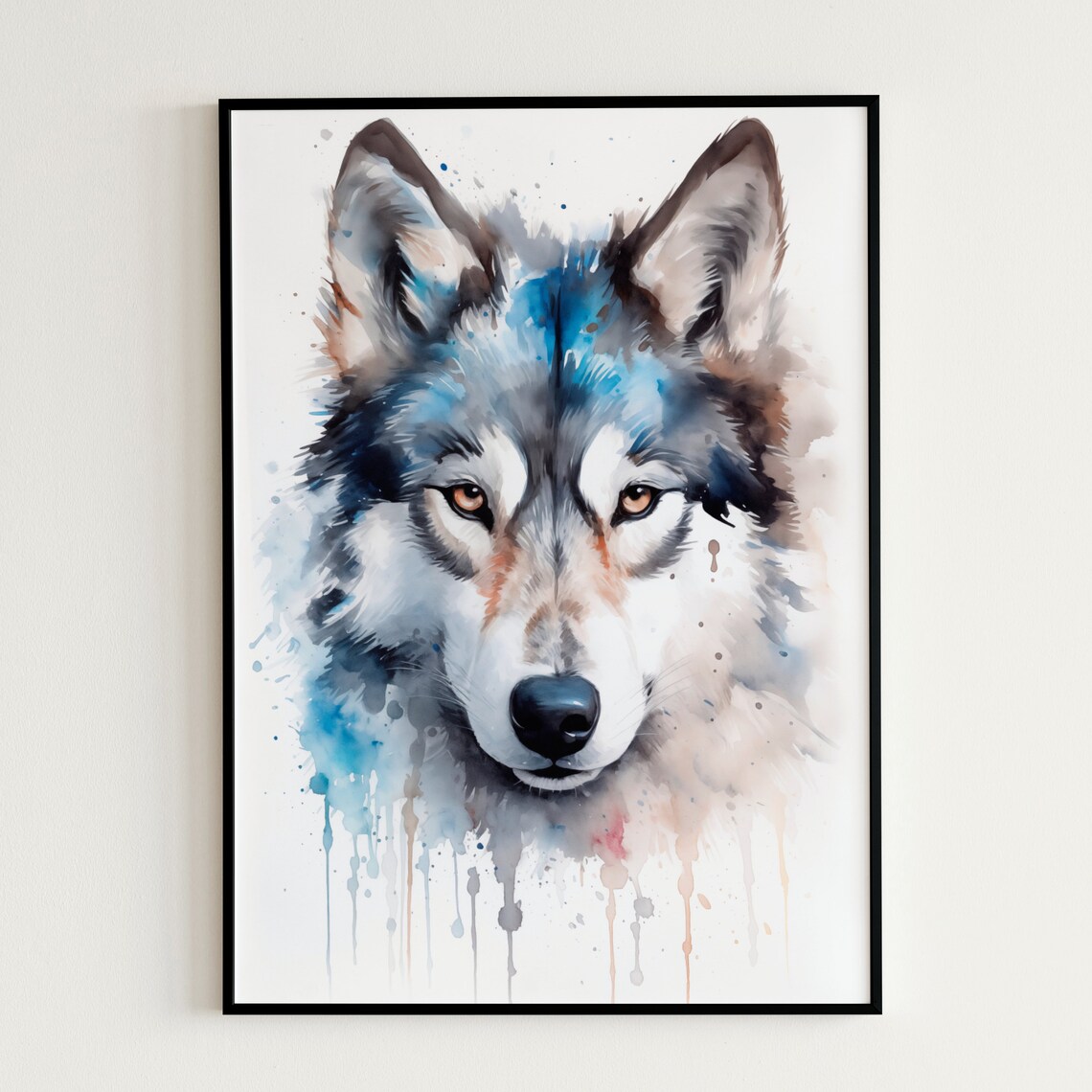 Gray Wolf Watercolor Painting Majestic Wildlife Animal Art Poster