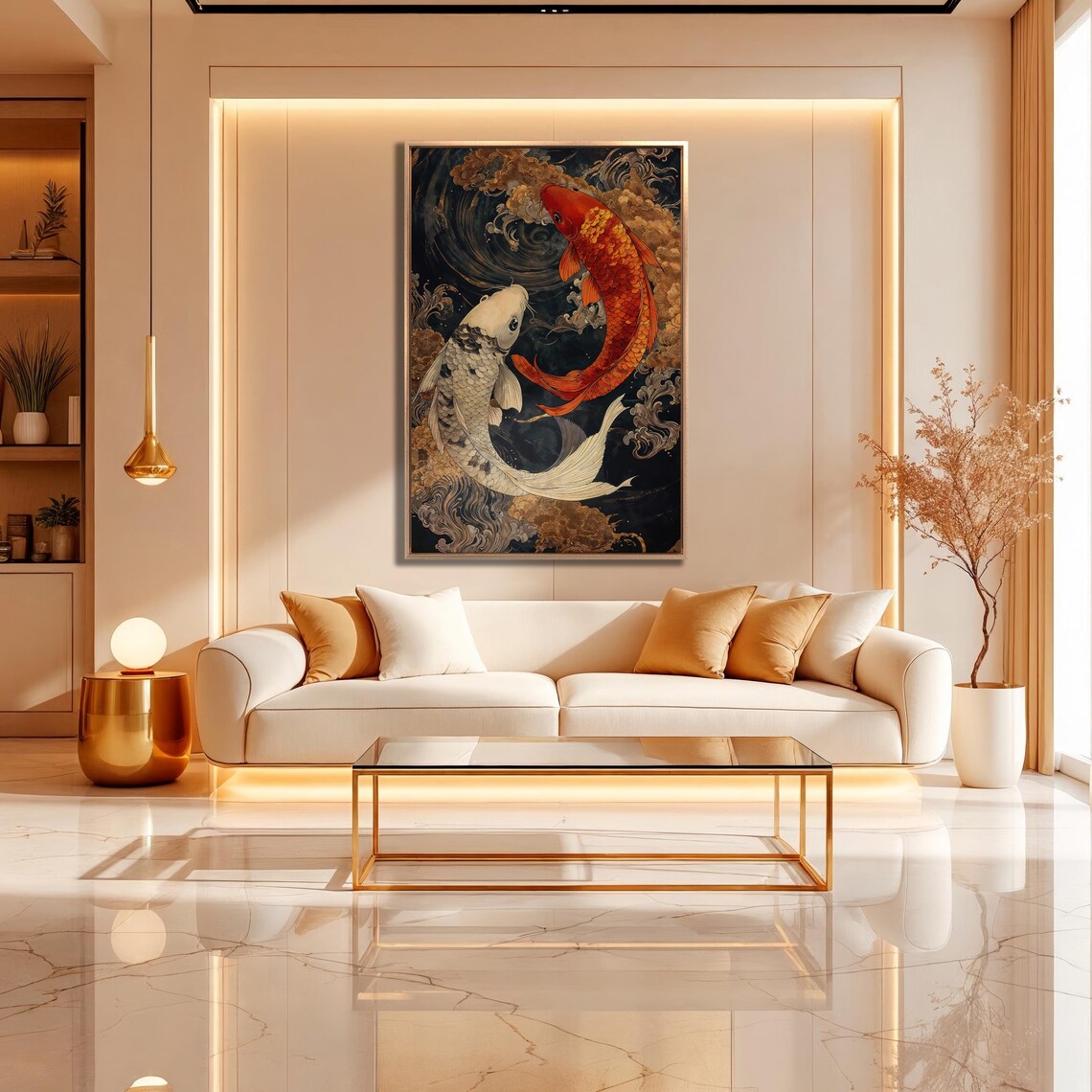 Mystical Koi Fishes, Japanese Zen Style Art Print