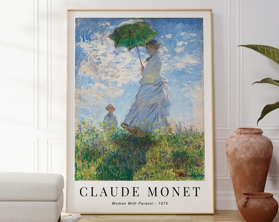 Monet Woman With A Parasol Poster Natural Landscape Popular Artwork French Impressionism Print Original Artwork Gallery Wall Deco Gift