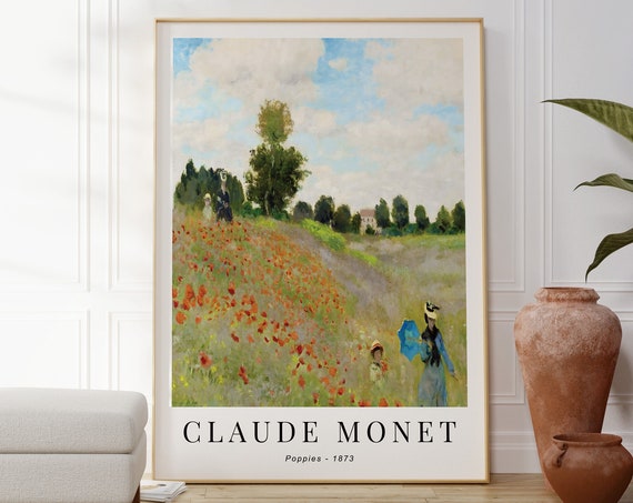 Claude Monet Poppies Art Print Natural Wall Art Nature Inspired Landscape French Impressionism Gallery Wall Art Decor Gift For Her