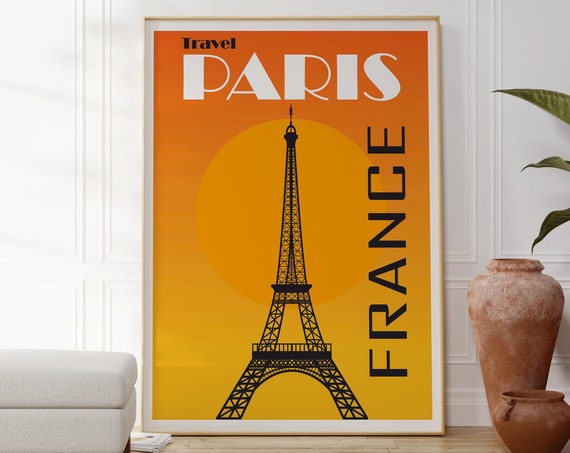 Travel Paris France Art Print Travel Poster Modern Wall Art Decor Minimalist Artwork Elegant Clean Artwork Eifel Tower Gift For Her