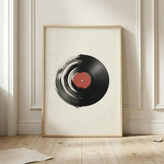 Vinyl Record Wall Art Print Minimalist Music Poster Modern Artwork Lover Decor Black White