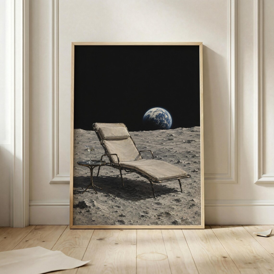 Moon Lounge Chair Poster Print, Surreal Space