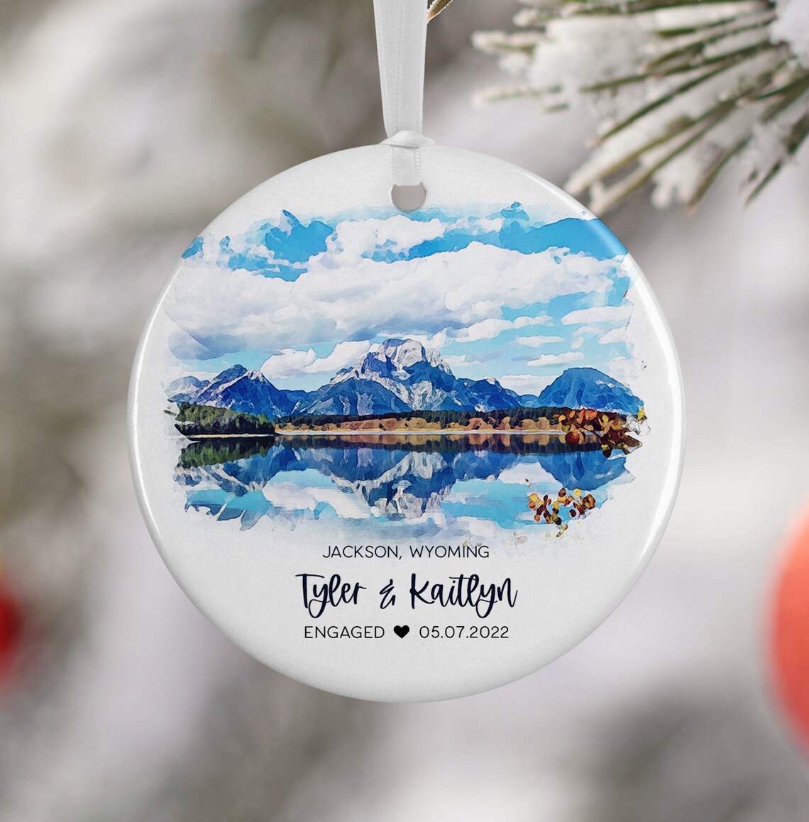 Jackson Wyoming Christmas Ornament Travel Poster
