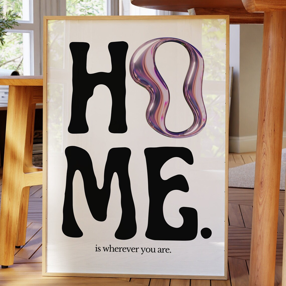 Home Is Wherever You Are Black and White Typography Quote Poster