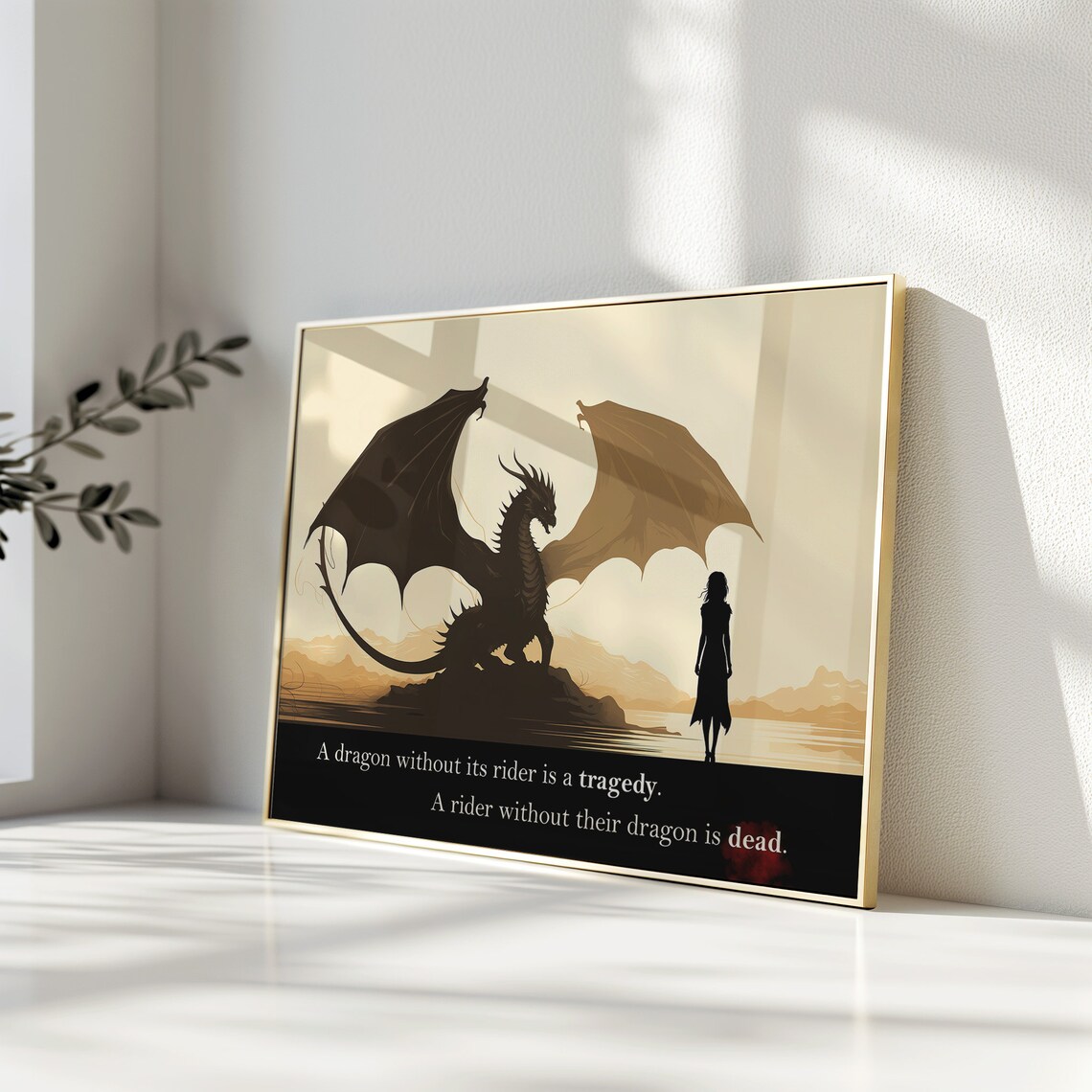 A Dragon Without Its Rider Is A Tragedy Golden Sunset Quote Poster - Image 3
