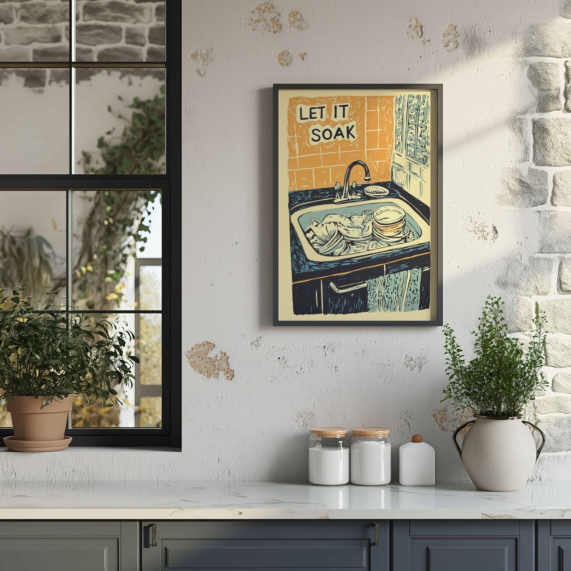 Let It Soak, Minimalist Kitchen Wall Art - Image 2