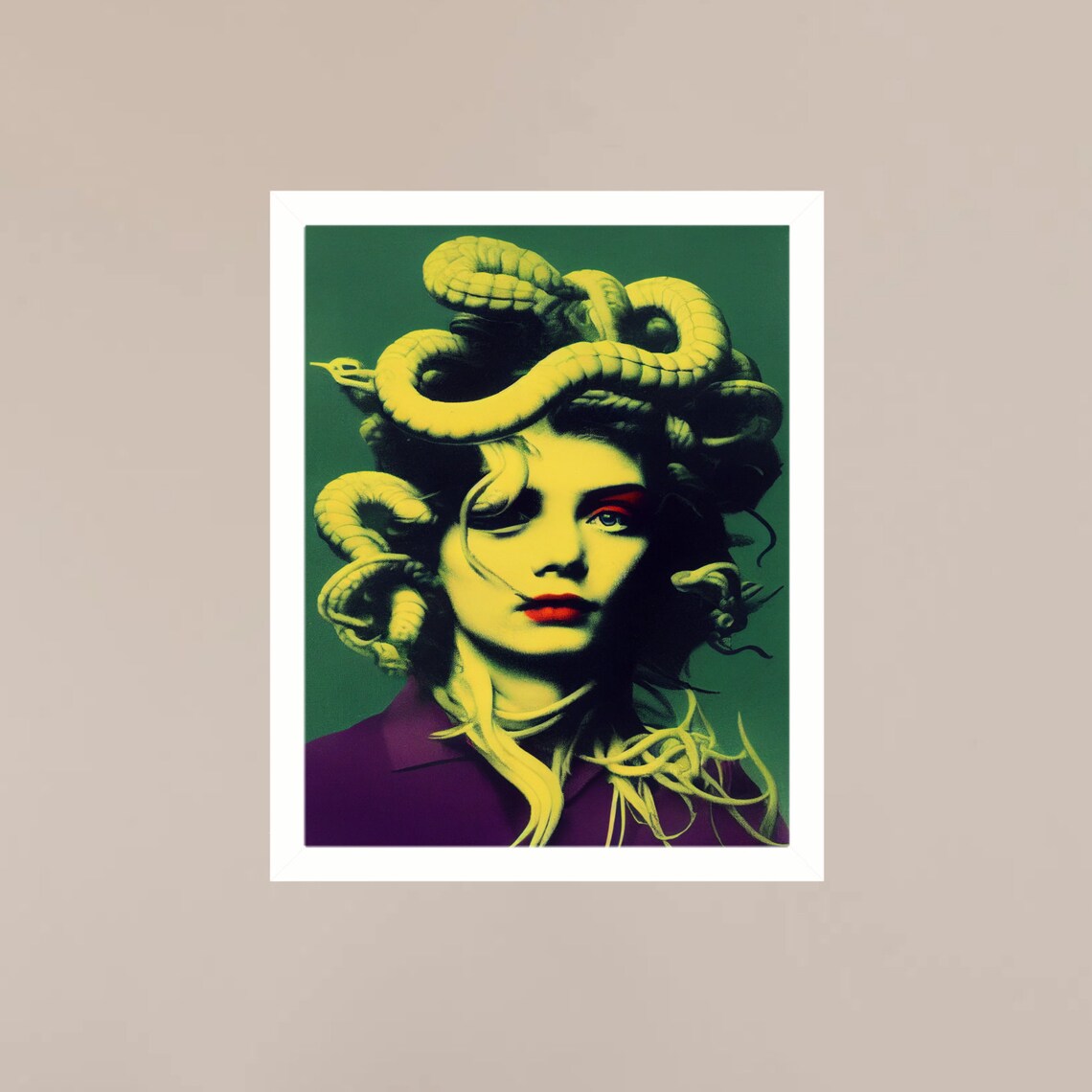Medusa Snake Hair Neon Green Pop Art Greek Mythology Gorgon Poster - Image 3