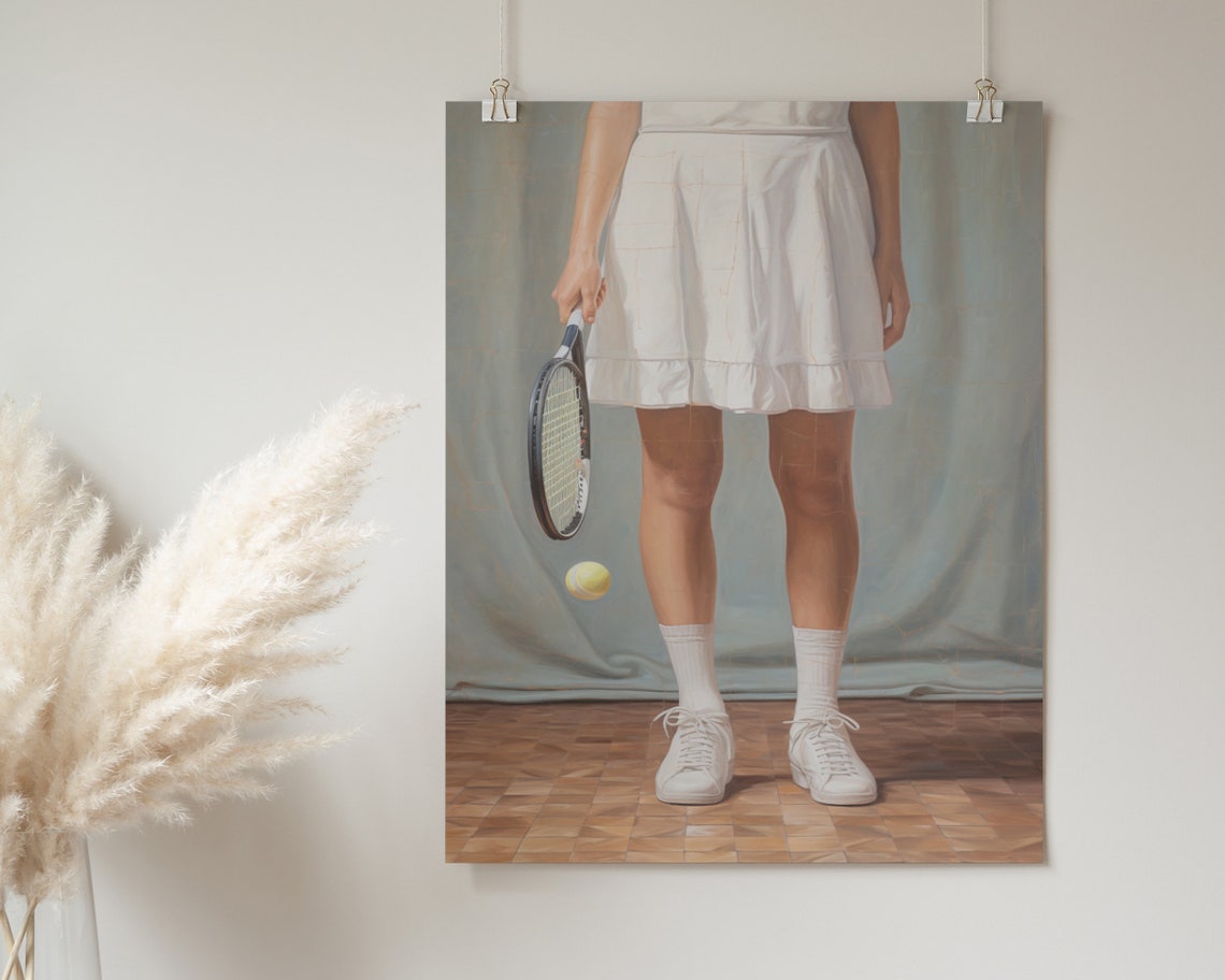 90s Tennis Poster Print Vintage Tennis Wall Art Aesthetic Tennis Ball Sports Poster Home Dcor Wall Art - Image 2