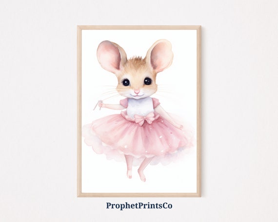 Cute Mouse Print Balletcore Wall Art Pink Grandmillenial Print Coquette Aesthetic Home Dcor Wall Art