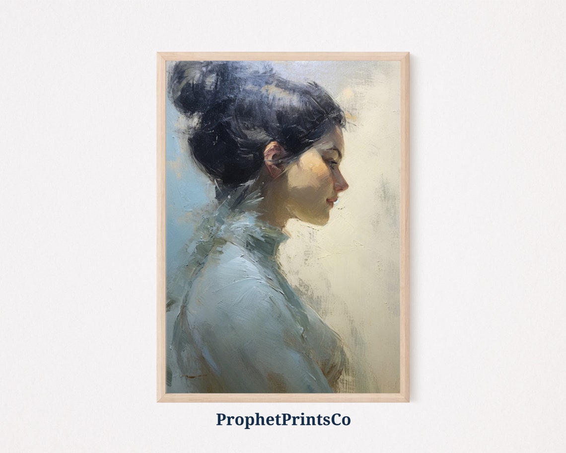 Soft Tonal Woman Portrait Oil Painting Modernism Wall Art Antique Oil Painting Cute Home Dcor Wall Art
