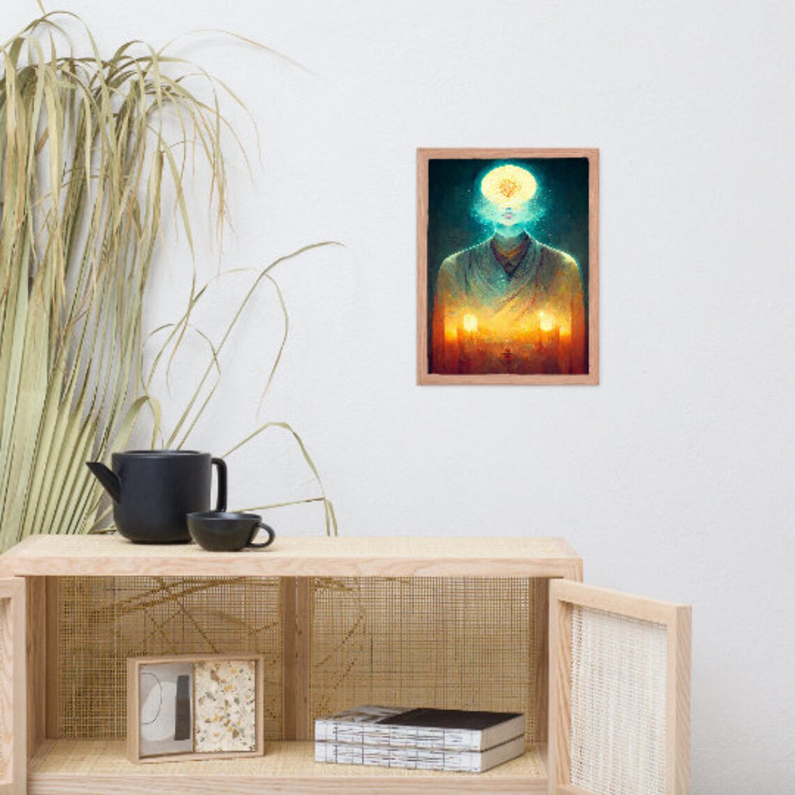 Golden Halo Enlightened Figure Holding Light Abstract Poster - Image 3