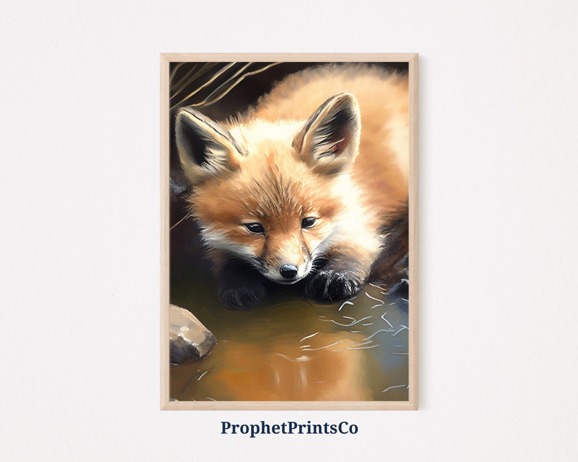 Baby Fox Poster Print Fox Nursery Wall Art Fox Lover Gift Cute Woodland Animal Home Dcor Wall Art