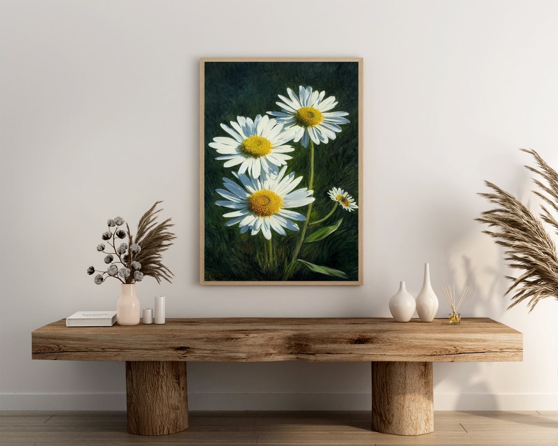 Daisy Flower Poster Print Boho Floral Wall Art Inspired By Monet Unique Botanical Home Dcor Wall Art Digitial - Image 3