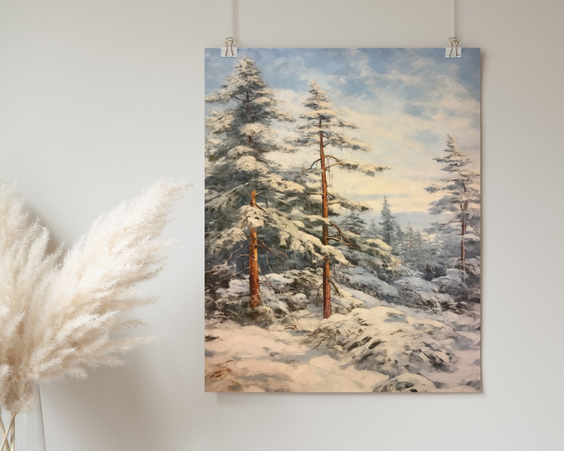 Pine Trees Print Forest Print Pine Tree Forest Wall Art Winter Wall Decor Winter Pine Forest Wall Art - Image 2