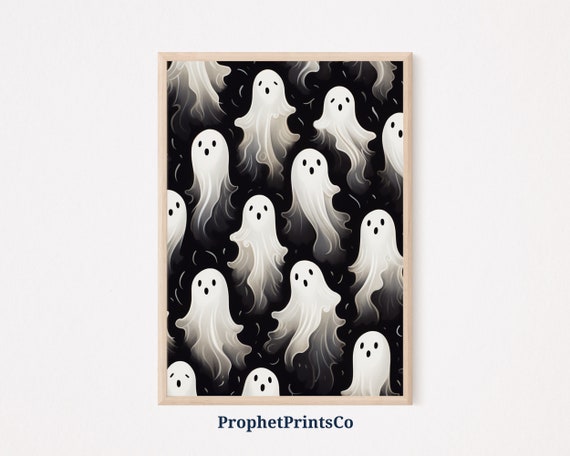 Minimal Ghost Print Aesthetic Halloween Poster Halloween Wall Art Cute Ghost Painting Art