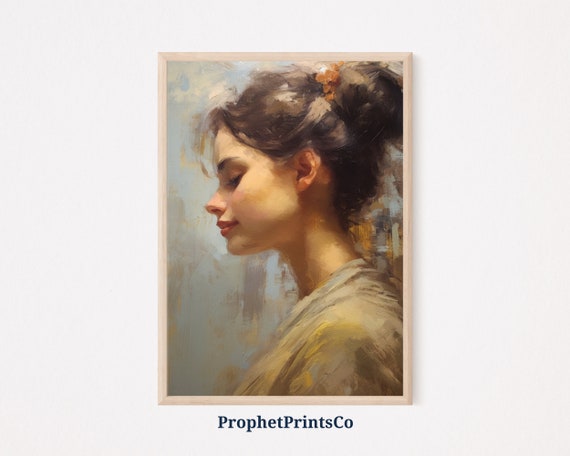 Soft Tonal Woman Portrait Oil Painting Modernism Wall Art Antique Oil Painting Cute Home Dcor Wall Art