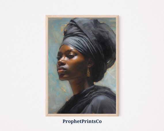 Soft Tonal Black Woman Print Vintage Oil Painting Wall Art Minimalist Woman Art Art Home Decor Wall Art