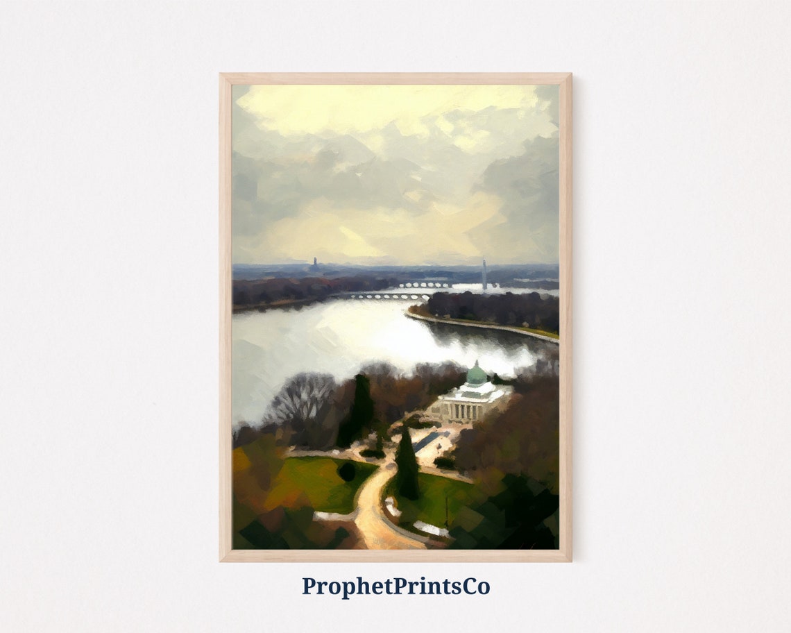 River Bridge and Riverside Pavilion Washington DC Scene Poster