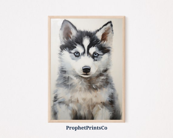 Siberian Husky Print Animal Wall Art Cute Husky Puppy Print Dog Lover Gift Puppy Nursery Art Wall Art
