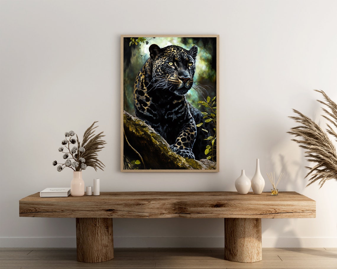 Black Leopard Poster Print Jungle Animal Wall Art Leopard Art Gift Modern Tropical Home Dcor Wall Art Digitial - Image 3