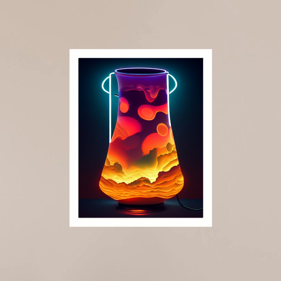 Neon Lava Lamp Glowing Retro Groovy Modern Light Decor Art Poster - Image 3