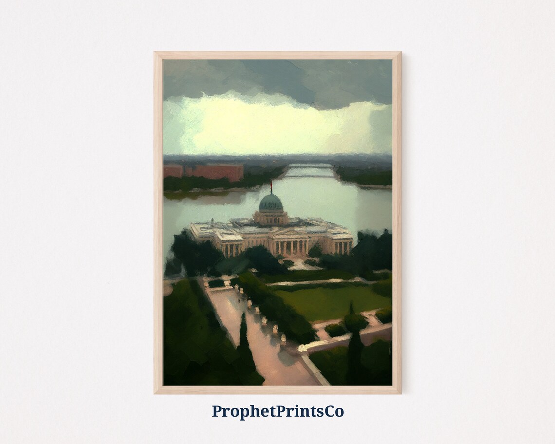 A Domed Landmark on the Calm Water at Dusk Washington DC Poster