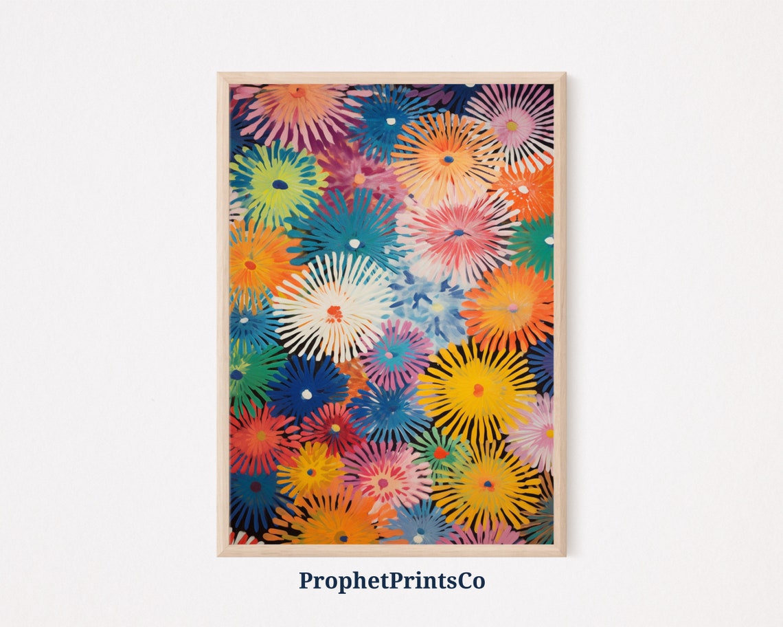Electric Flower Burst Pattern Multicolor Retro Pop Art Poster