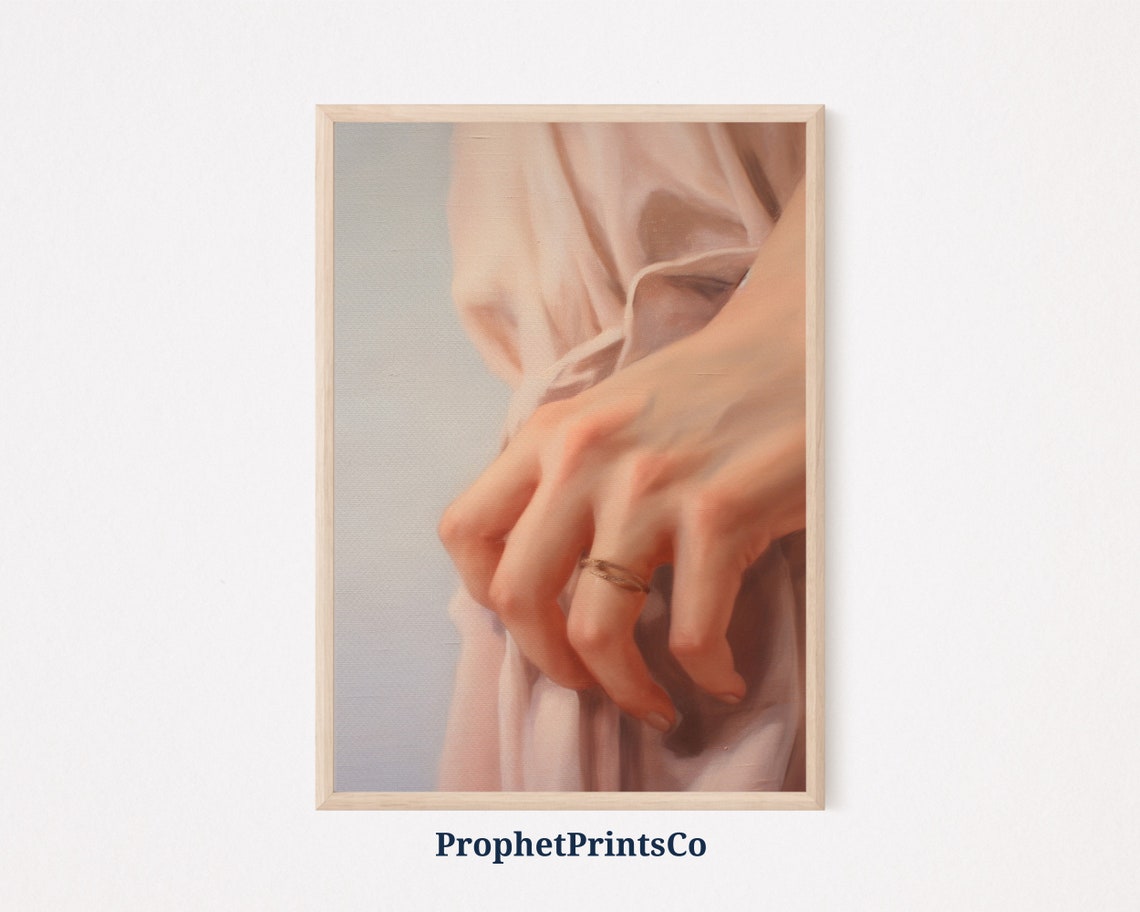 Soft Tonal Womans Hand Print Aesthetic Wall Art Divine Feminine Art Cottagecore Home Decor Wall Art