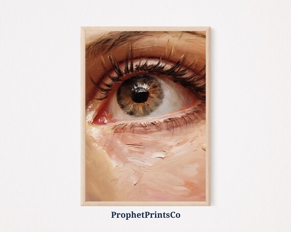 Brown Eye Macro Impasto Oil Painting Feminine Detail Art Poster