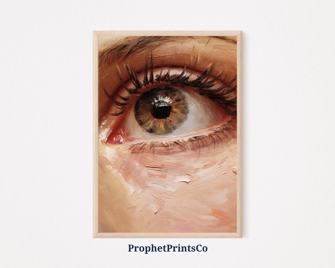 Soft Tonal Womans Eye Print Modern Wall Art Feminine Art Print Boho Aesthetic Home Decor Wall Art
