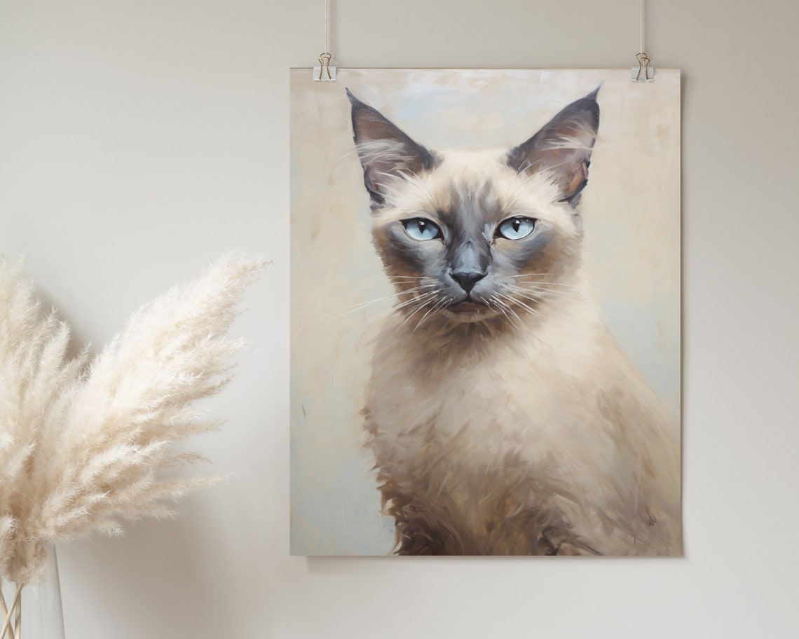 Siamese Cat Wall Art Cat Wall Decor Siamese Cat Lover Gift Cute Kitten Print Funny Cat Art Wall Art - Image 2