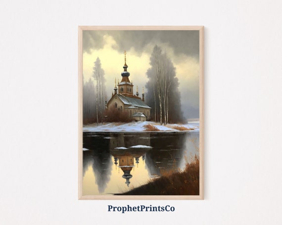 Russian Landscape Poster Print Moody Oil Painting Art Russia Travel Gift Farmhouse Home Dcor Wall Art Digitial