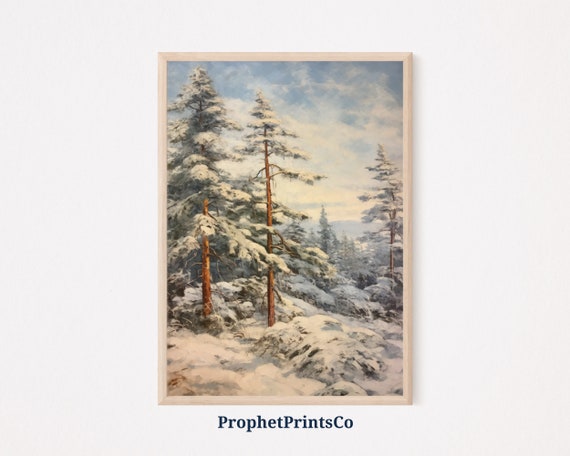 Pine Trees Print Forest Print Pine Tree Forest Wall Art Winter Wall Decor Winter Pine Forest Wall Art