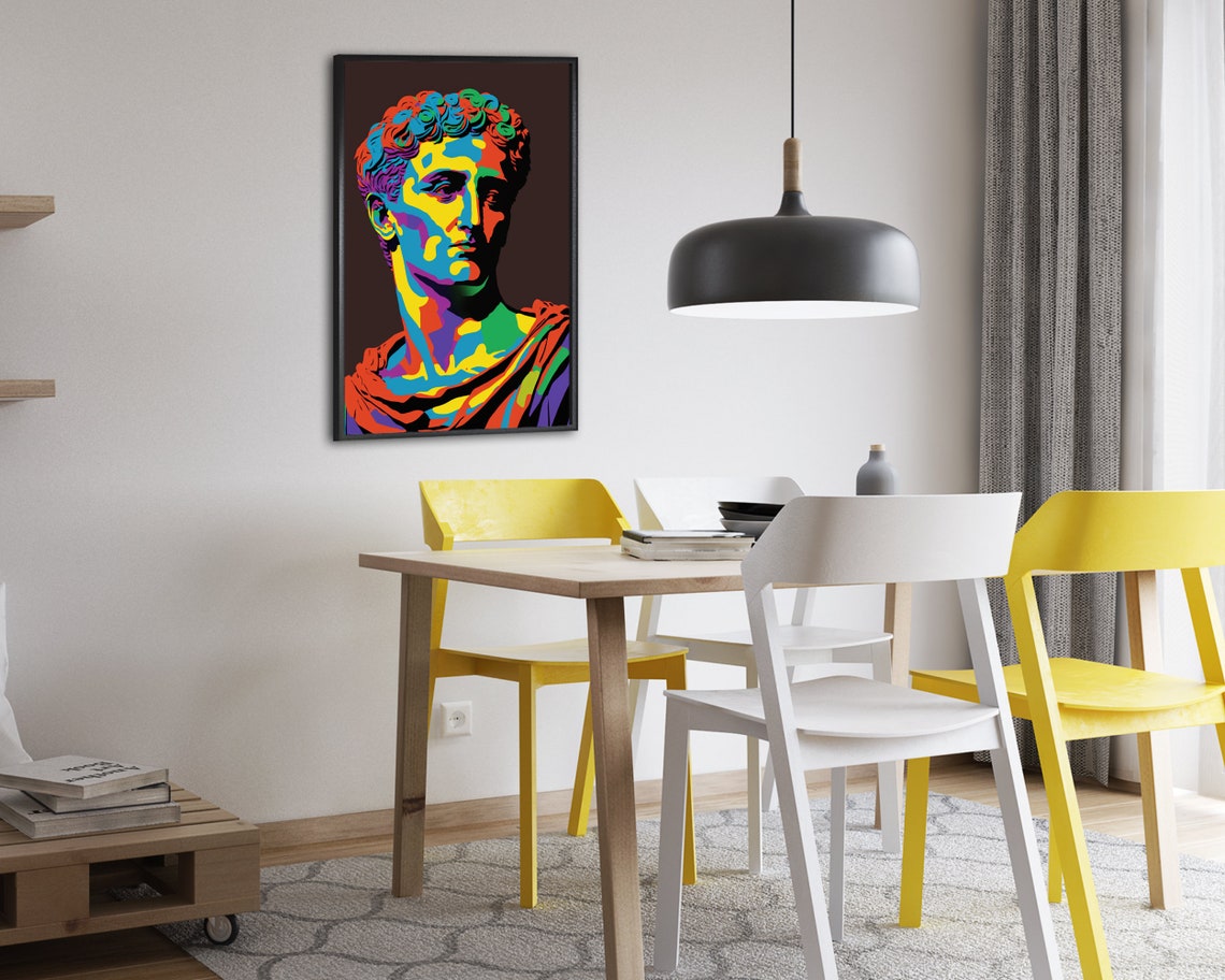 Julius Caesar Roman Bust In Bright Rainbow Pop Art Colors Poster - Image 2