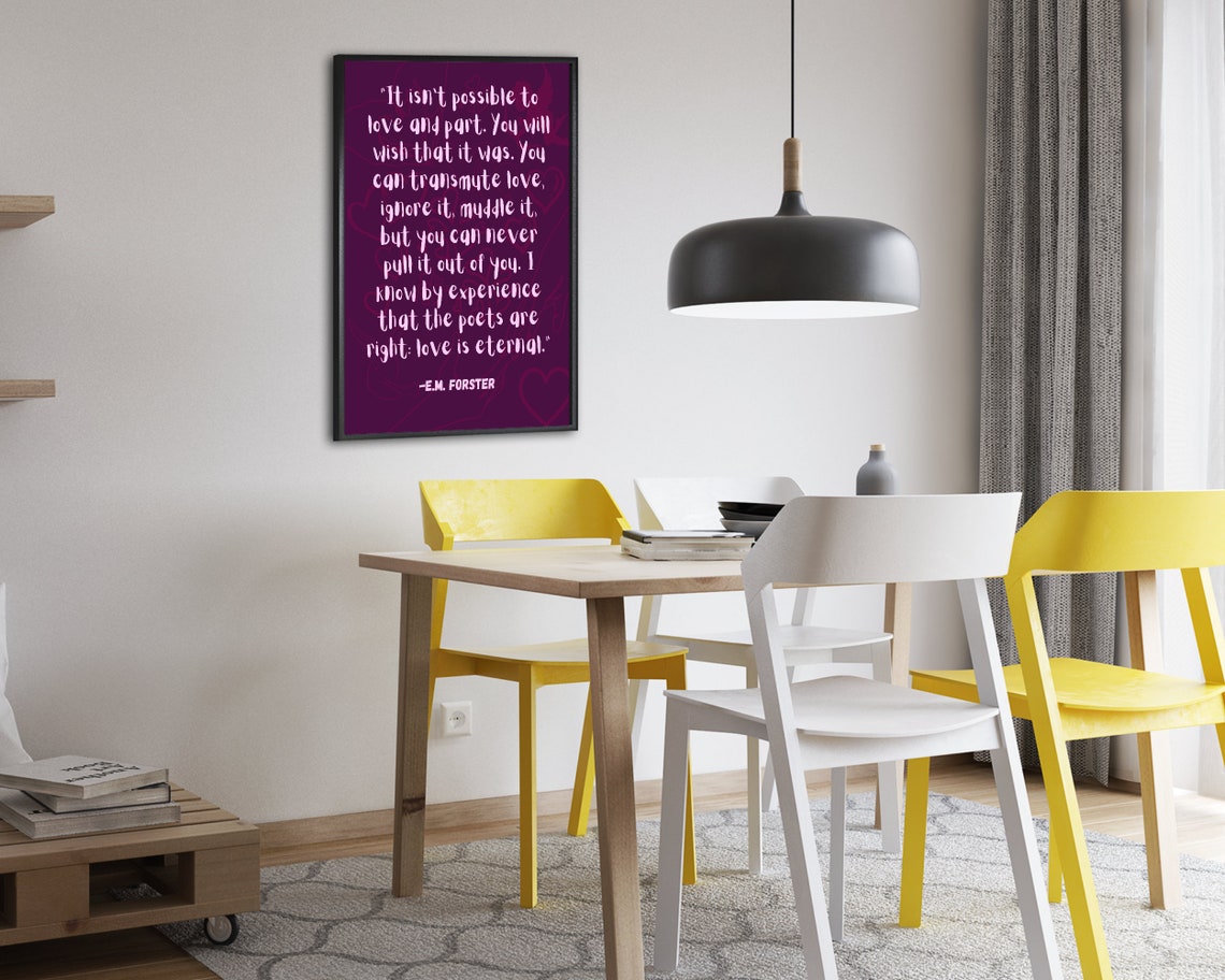 E.M. Forster Love Is Eternal Quote Purple Hand Lettered Poster - Image 2