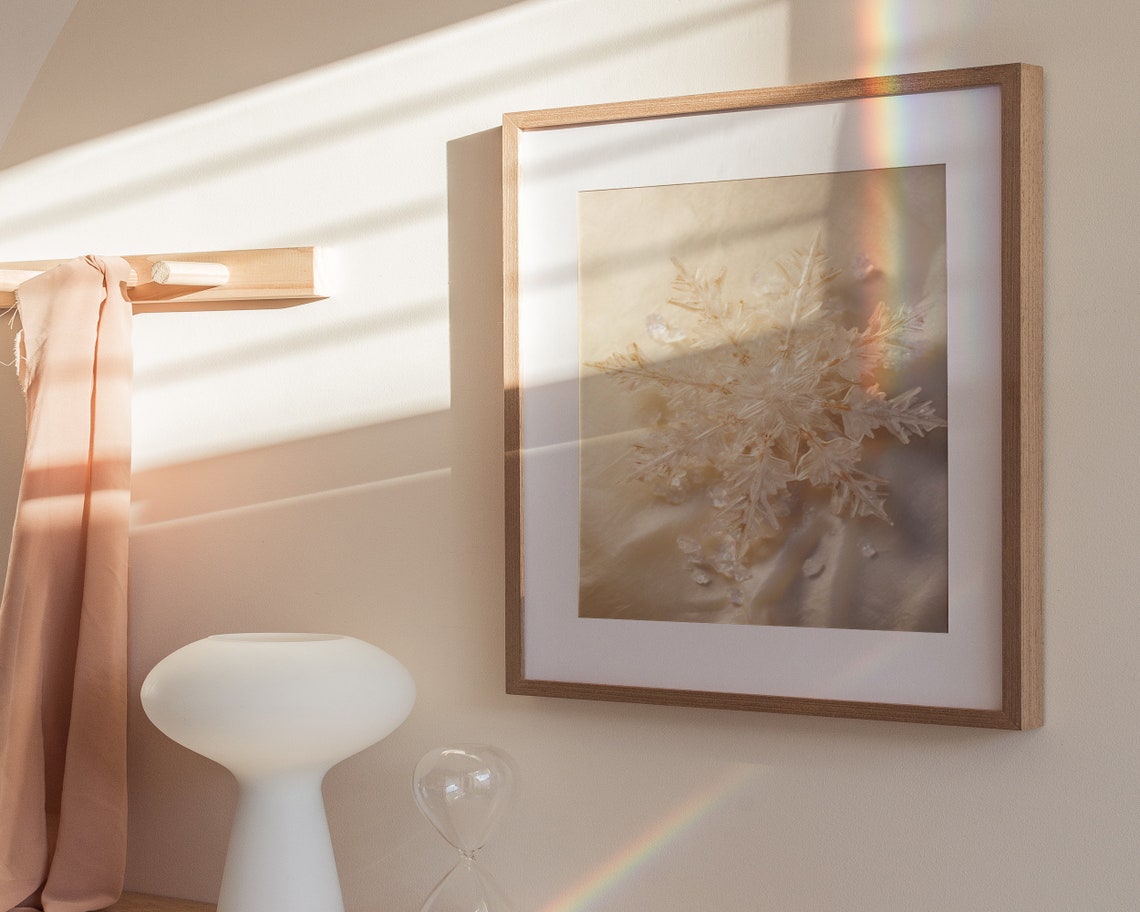 Golden Frosted Snowflake Silk Ice Crystals Winter Holiday Poster - Image 3