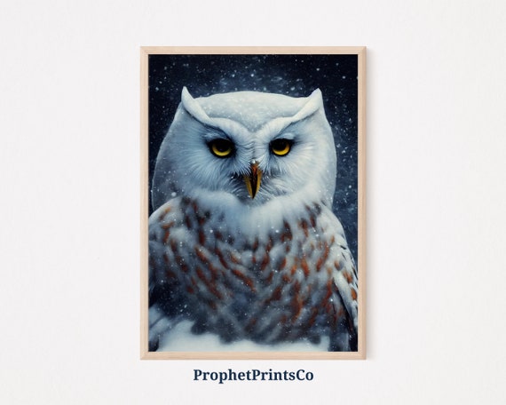 Snowy Owl Poster Print Vintage Oil Painting Wall Art Cute Owl Lover Gift White Owl Home Dcor Wall Art Digitial